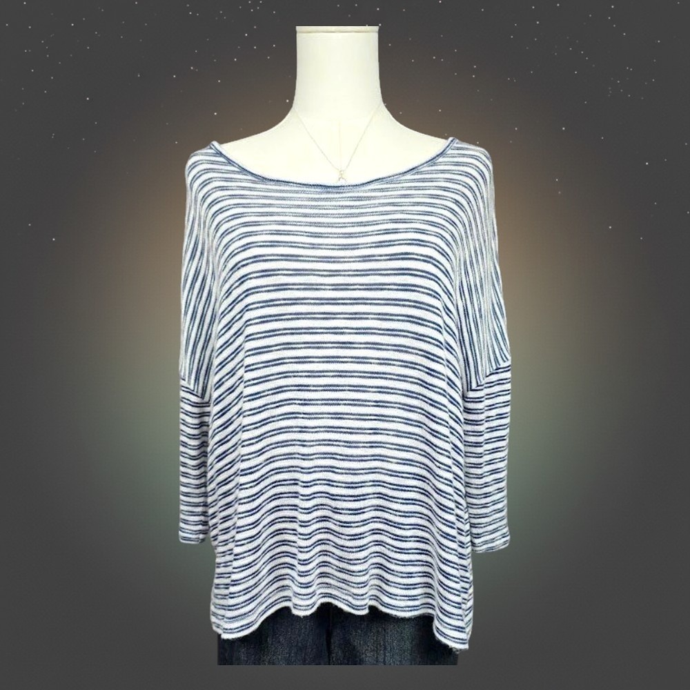 Coastal Nautical Striped Sweater XS Slouchy Boatneck Jack BB Dakota